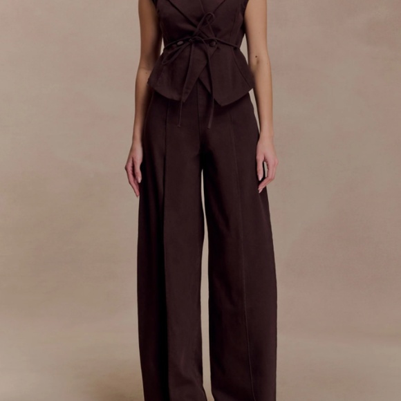 Meshki Denim - Meshki Dark Brown Wide Leg Jeans